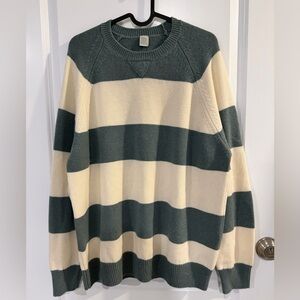Eleventy 100% Cashmere Striped Green and Cream Sweater